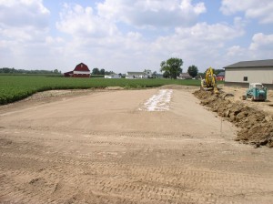 Mound System Ready to Be Covered.  Gravel Bed is Convered With Geo-textile Fabric